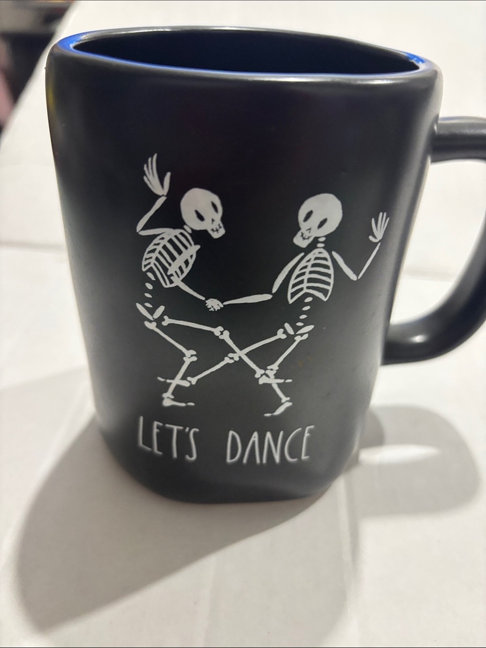 Let's Dance Black Ceramic Coffee Mug - Skeleton Design Rae Dunn